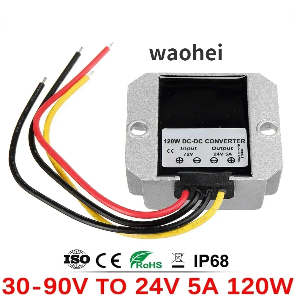 72V 15A Fast Charger - 電圧レギュレーター付きコンバーターDC-DC,車用電源,ステップダウン,変圧器30-90v,60v,36v,48v,72v〜24v,5a 120w、24ボルト