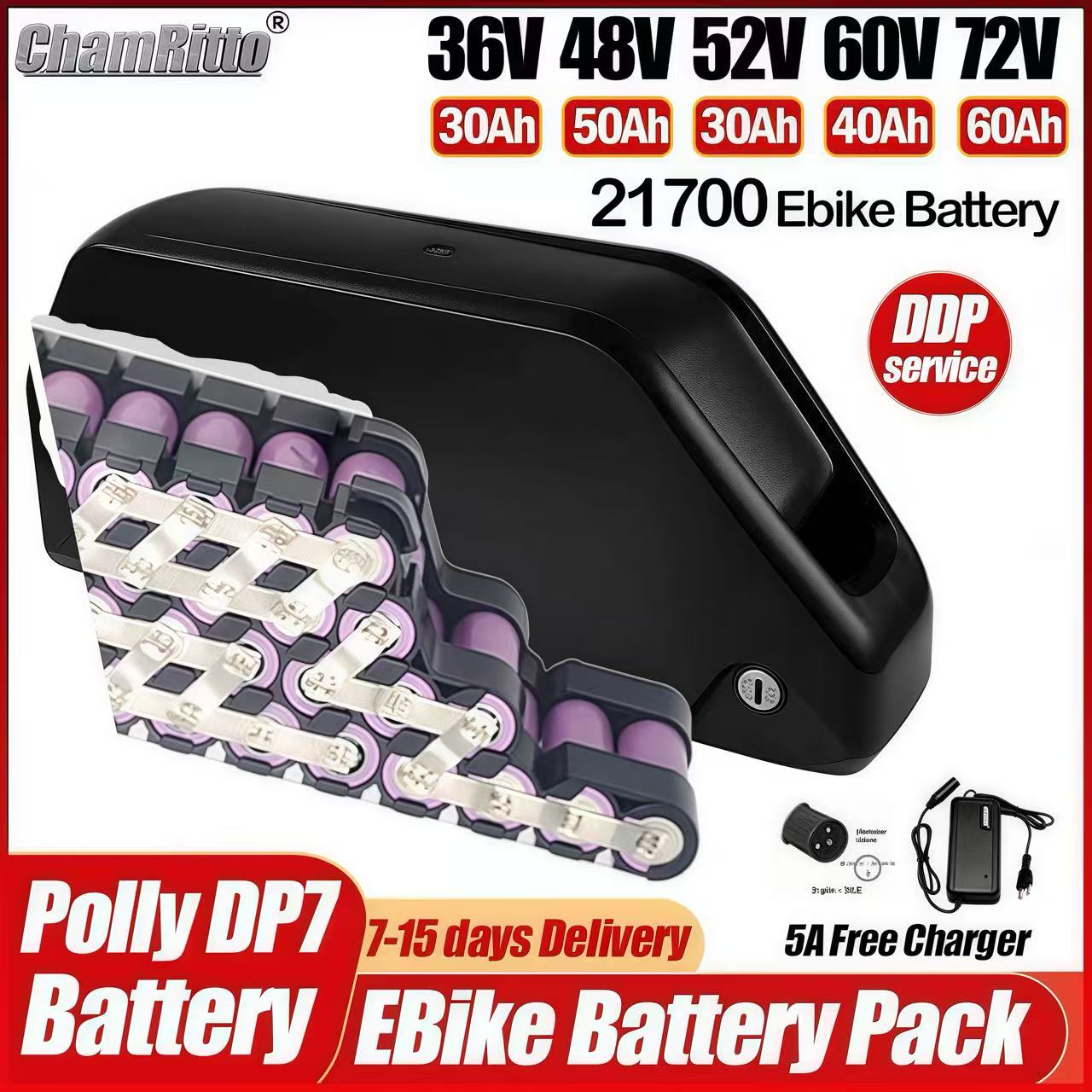 72V 50Ah 21700 Lithium Battery - 海龍電動自転車 36v 48v 52v 60v 72v