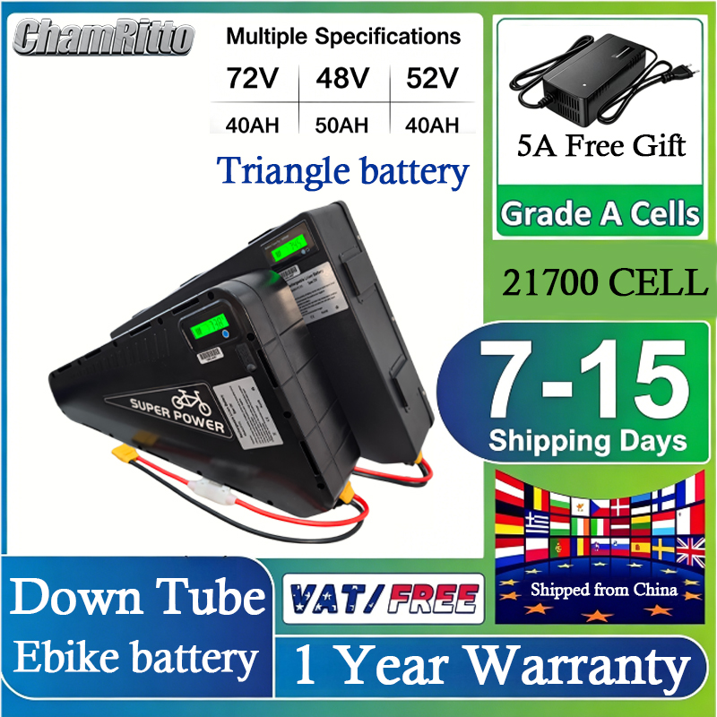 72V 50Ah 21700 Lithium Battery - 72V Cham Rider 3000W電動自転車 三角形バッテリー 36V