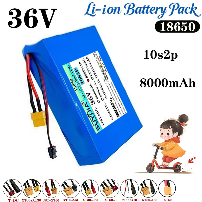 60V 50Ah Electric Scooter Battery - 36V 8Ah 10S2P 18650 リチウムバッテリー、8000mAh、超薄型ポータブルカーバッテリー、内蔵BMSシステム