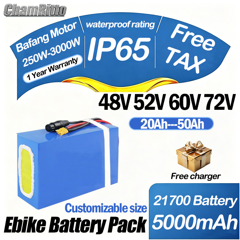 60V 72V 2000W電動自転車バッテリー 1500W出 - 72V 50Ah 21700 Lithium Battery のレビューと価格
