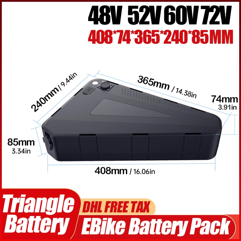 電動自転車 60v 72v 三角形チャムライダーバッテリー  - 72V 50Ah 21700 Lithium Battery のレビューと価格
