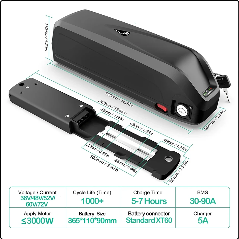 電動自転車バッテリー 21700 Hailong Polly - 72V 50Ah 21700 Lithium Battery のレビューと価格