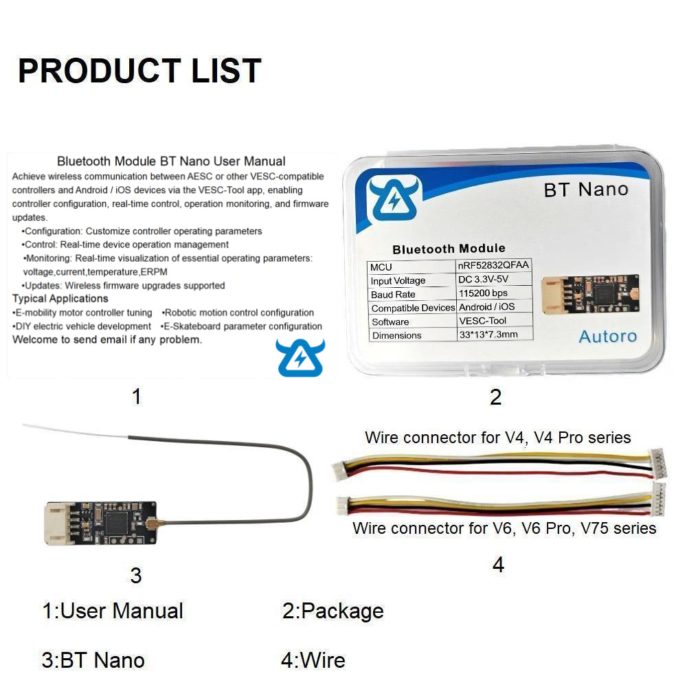 Autoro BT Nano ワイヤレス Bluetooth - Vesc 75300 Controller のレビューと価格