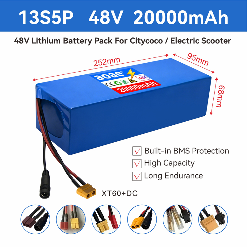 48V電動スクーターバッテリー 13S5P 20Ah 186 - 60V 50Ah Electric Scooter Battery のレビューと価格