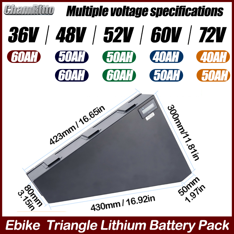 電動自転車 60v72v 3000w 三角形バッテリー 36 - 72V 50Ah 21700 Lithium Battery のレビューと価格